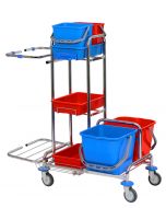 Chromed cleaning trolley with mopping station