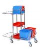 Chromed cleaning trolley with mopping station